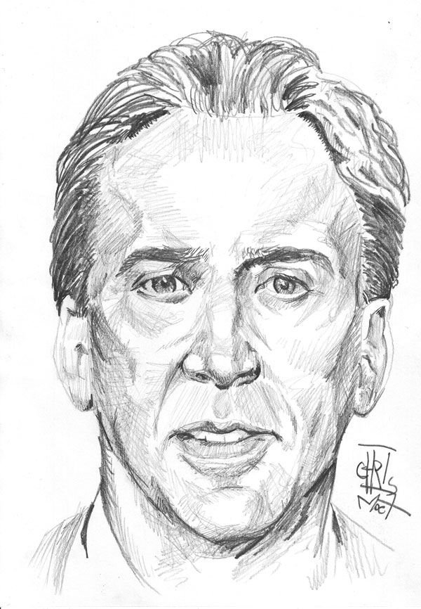 a sketch drawing of actor Nicholas Cage